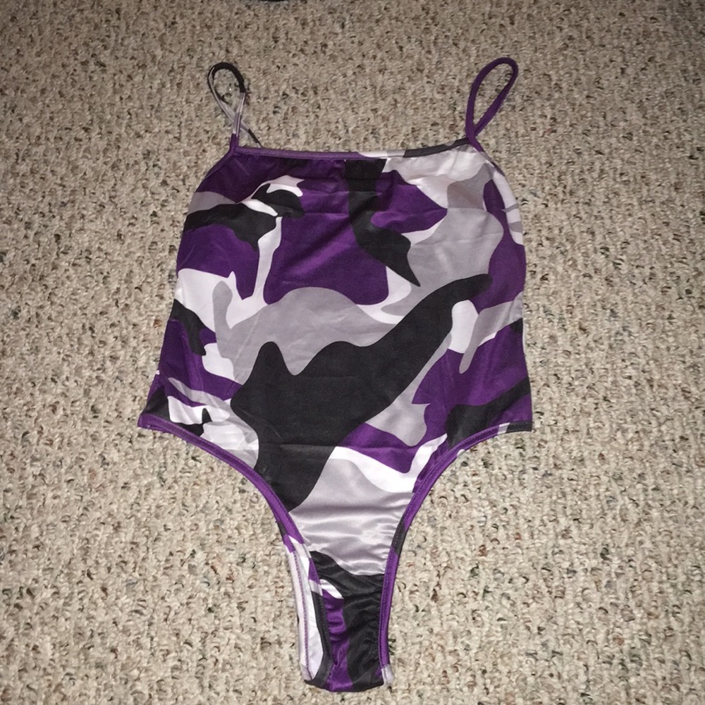 purple camo bodysuit
